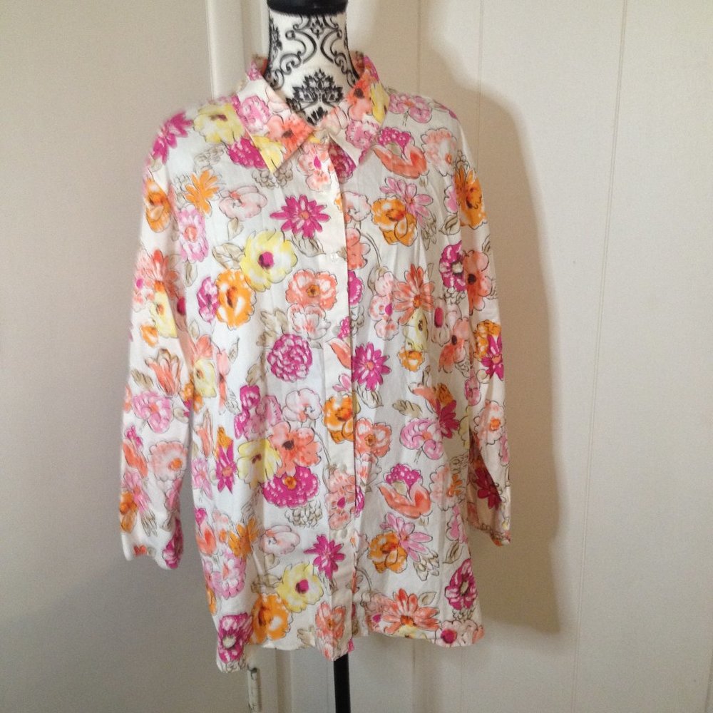 Westbound Women Floral Button Down Top 3x